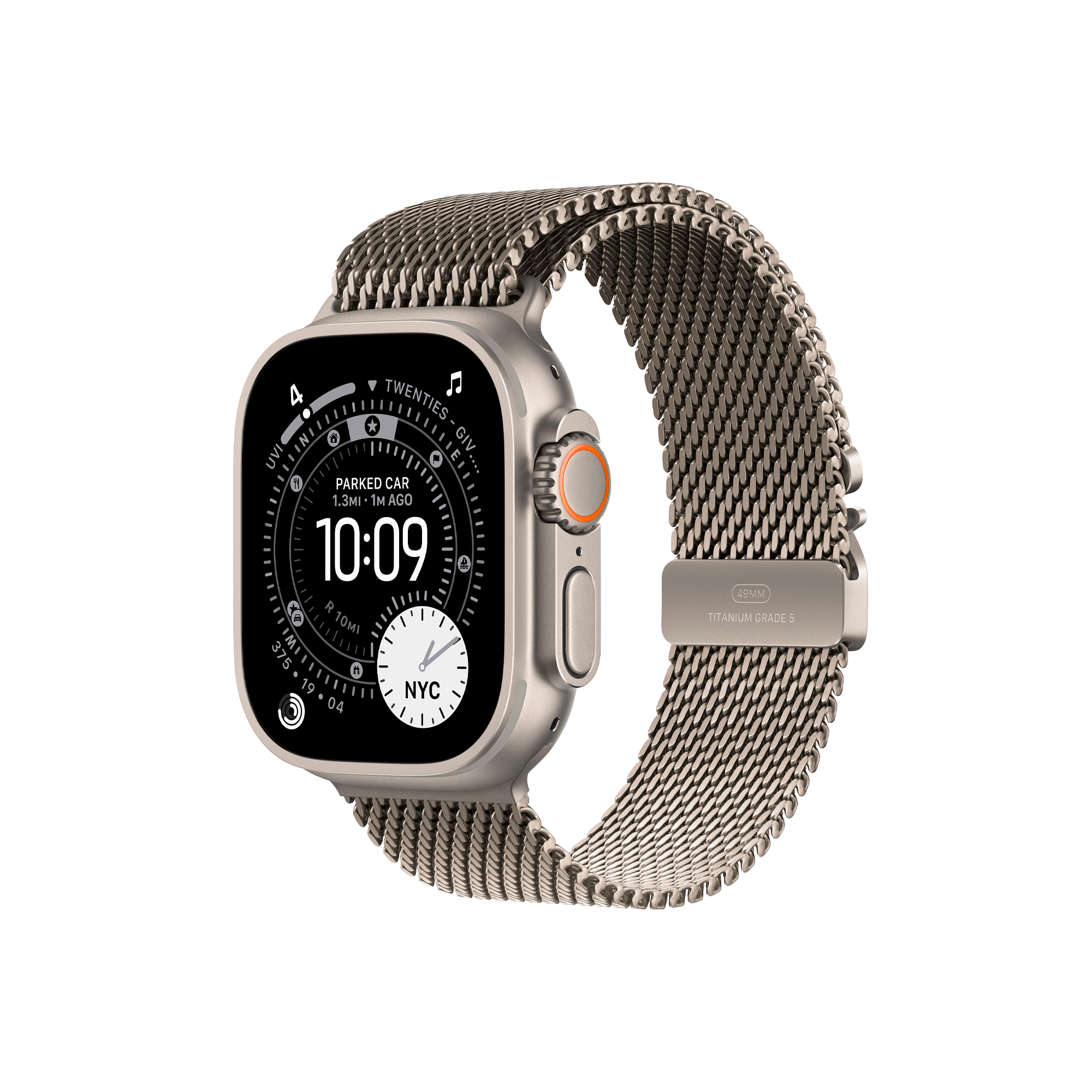 Часы Apple Watch Ultra 3 GPS 49 мм, корпус натуральный титан (Natural Titanium), ремешок Milanese, натуральный титан, размер M