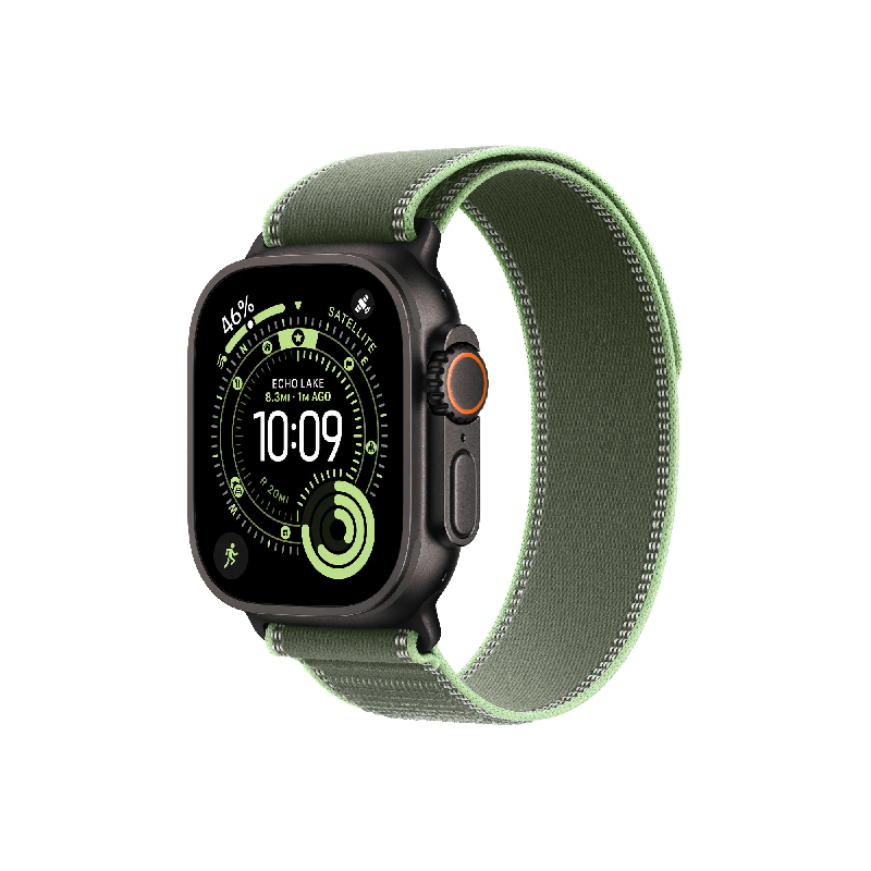 Часы Apple Watch Ultra 3 GPS 49 мм, корпус черный титан (Black Titanium), ремешок Trail, зеленый/неоновый (Green/Neon), размер S/M