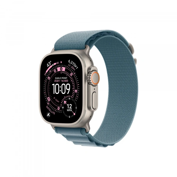 Часы Apple Watch Ultra 3 GPS 49 мм, корпус натуральный титан (Natural Titanium), ремешок Alpine, светло-синий (Light Blue), размер  S